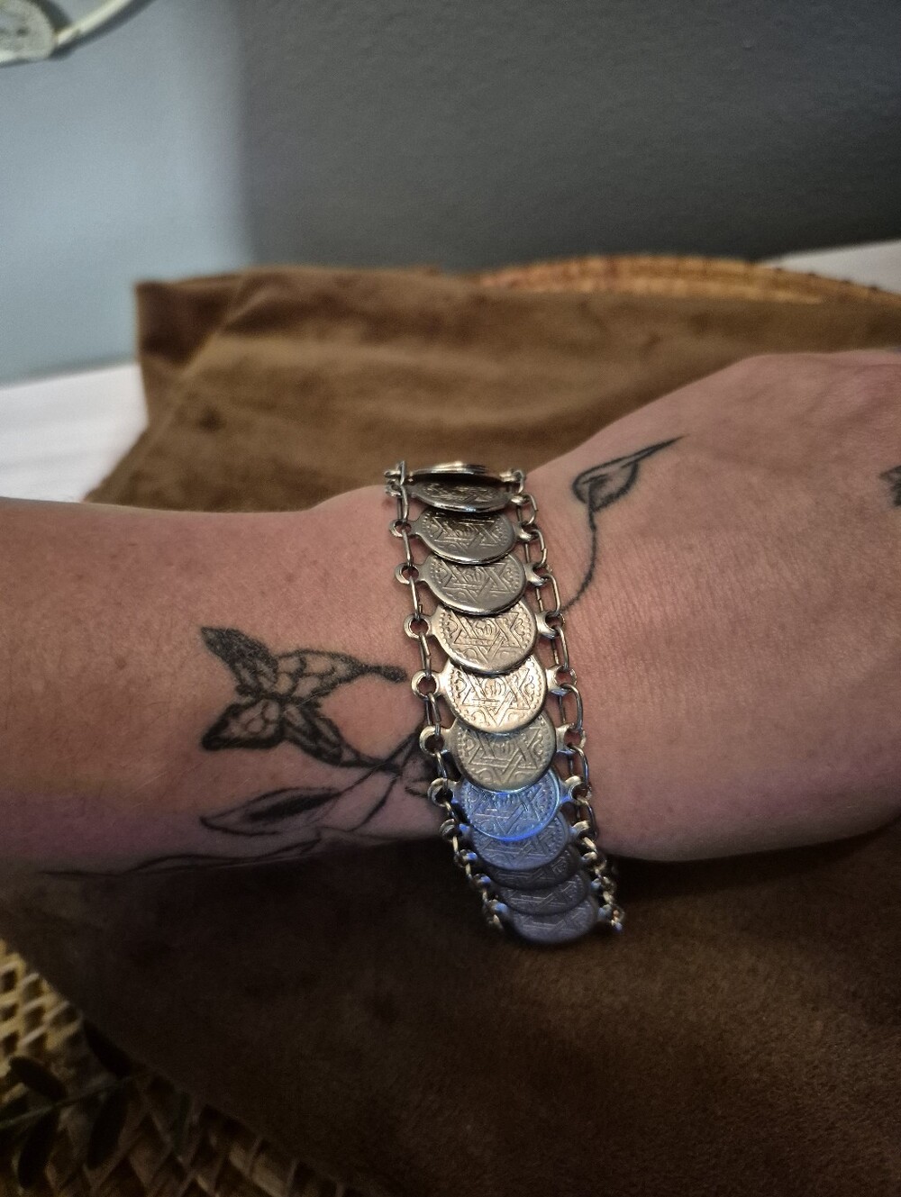 Silver-Tone Jewish Coin Link Bracelet - Women's Jewelry - Picture 1 of 4